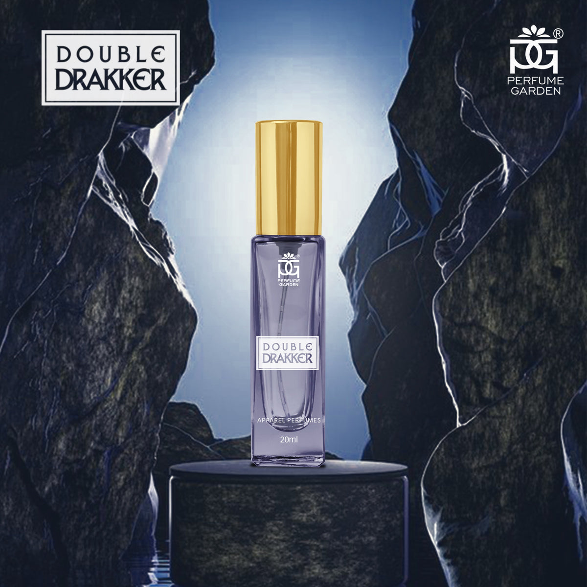 Compact 20ml pocket spray bottle of Double Drakker men's perfume showing travel-friendly size